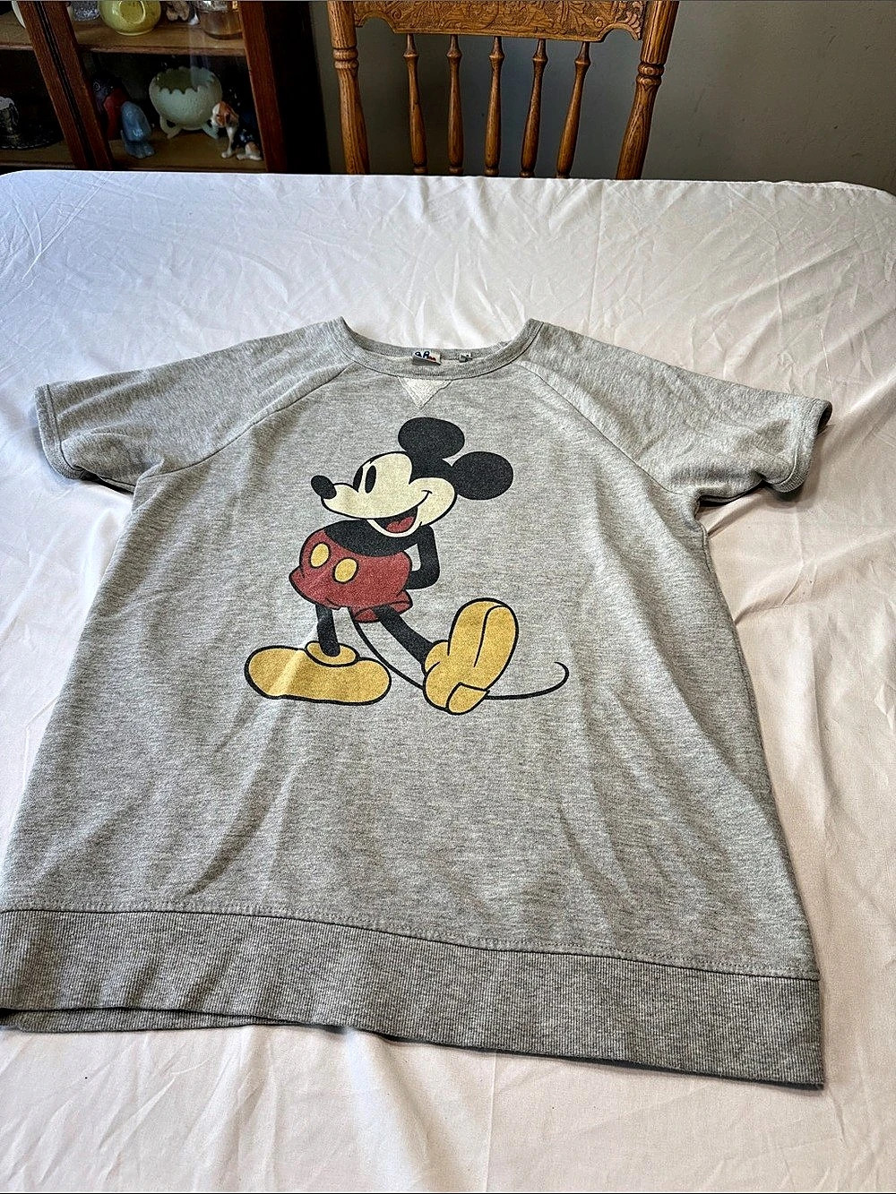 Junk Food Disney Mickey Mouse Short Sleeve Sweatshirt Gray Tee